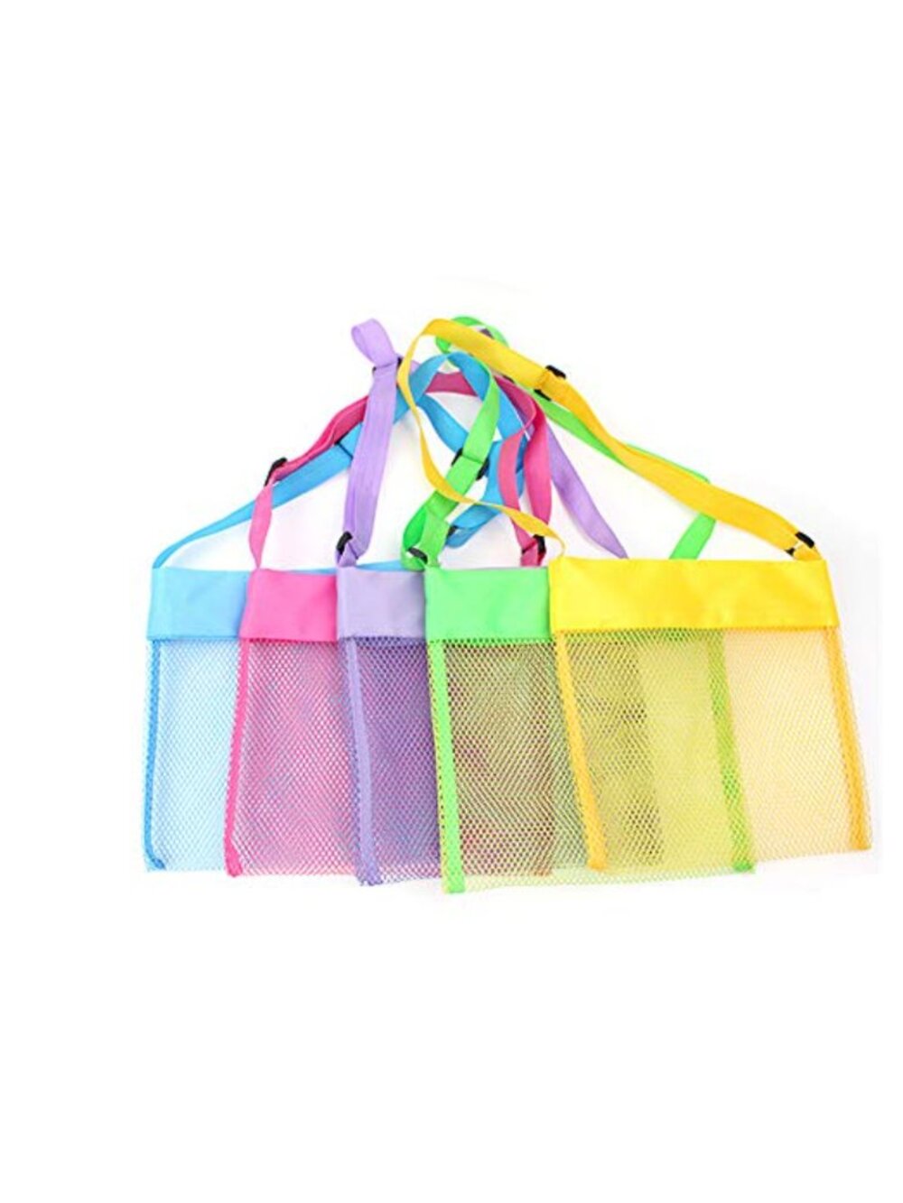 5-PCS Mesh Beach Bags Sand Away Portable Foldable Tote Set with Adjustable